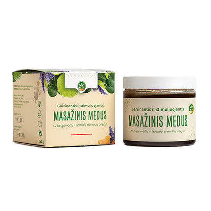 Medus masažui su bergamočių ir levandų et. aliejais 250g.