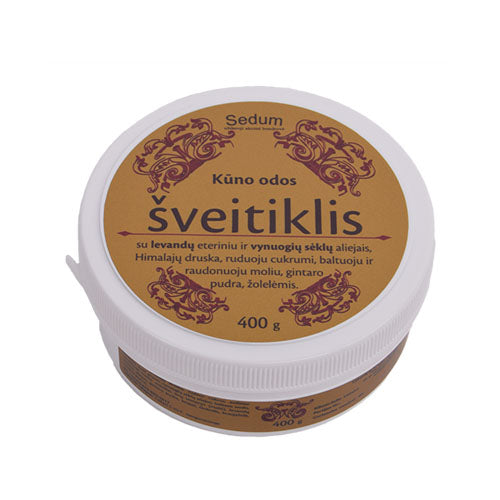 Kūno šveitiklis su levandų eteriniu aliejumi