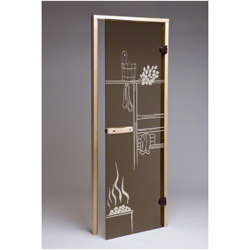 Stiklinės durys 70x190  su ornamentu